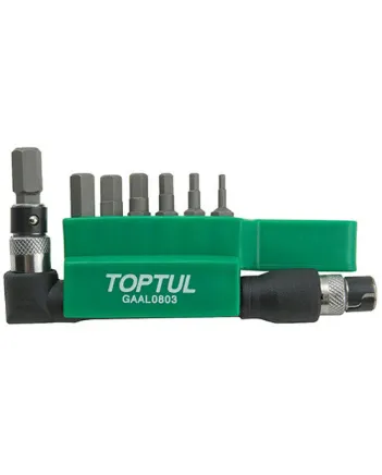 Набір біт 1/4" HEX 2-8мм + Гподіб.перех. 8ед. Toptul Набір біт 1/4" HEX 2-8мм + Гподіб.перех. 8ед. Toptul