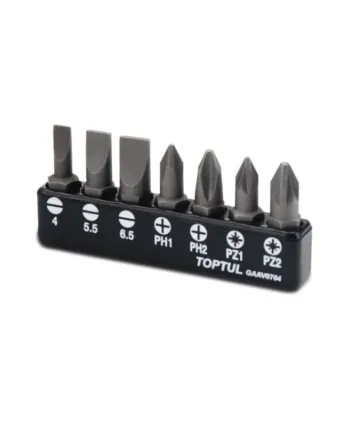Набір біт 1/4" 7од. (SL: 4*0.5, 5.5*1, 6.5*1.2; PH1, PH2; PZ1, PZ2) Toptul Набір біт 1/4" 7од. (SL: 4*0.5, 5.5*1, 6.5*1.2; PH1, PH2; PZ1, PZ2) Toptul