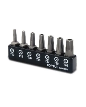 Набір біт 1/4" 7од. (Torx: T10-T40 з отвором) Toptul Набір біт 1/4" 7од. (Torx: T10-T40 з отвором) Toptul