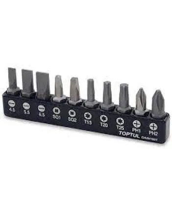 Набір біт 1/4" 10од. (PH,SL,Torx,SQ) Toptul Набір біт 1/4" 10од. (PH,SL,Torx,SQ) Toptul